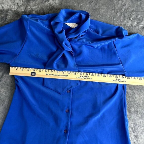 VTG Sophisticates by Pendelton 80's Tie Blouse Blue Size 10 Quiet Luxury - Picture 4 of 8